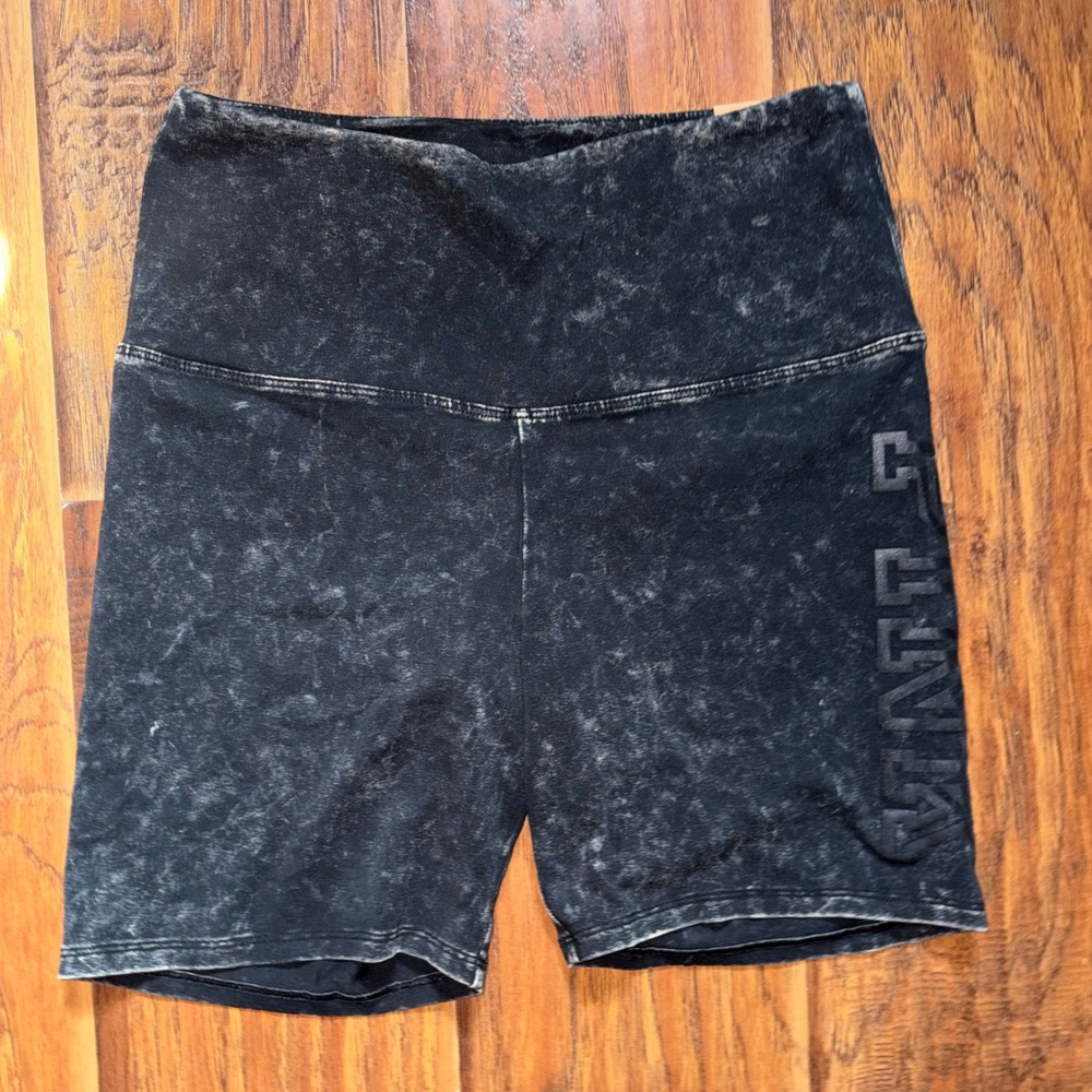 PINK Victoria's Secret Black Acid Wash Bike Shorts